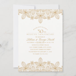 Invitation 30e anniversaire de Mariage Elégante dentelle doré