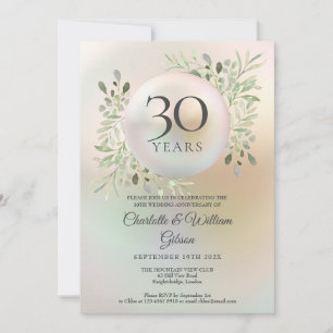 Invitation 30e Anniversaire de Mariage Floral de Verdure Perl