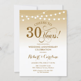 Invitation 30e anniversaire de mariage - Or Blanc