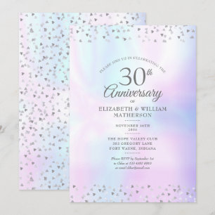 Invitation 30e anniversaire de Mariage Pearl Hearts Confetti