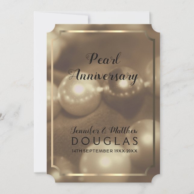 Invitation 30e Anniversaire de Mariage Perle Nostalgie Invita (Devant)