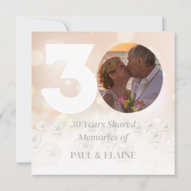 Invitation 30e Anniversaire de Mariage Perle Photo Personnali (Devant)