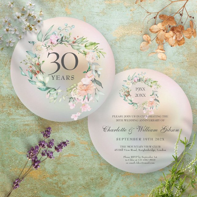 Invitation 30e anniversaire de mariage  Roses Fleur Pearl (Créateur téléchargé)