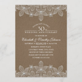 Invitation 30e anniversaire de Mariage Rustic Dark Burlap den