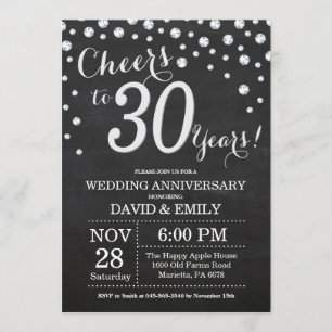 Invitation 30e Anniversaire de Mariage Tableau Noir Argent