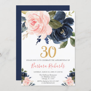 Invitation 30e anniversaire de naissance des fleurs bleues ro
