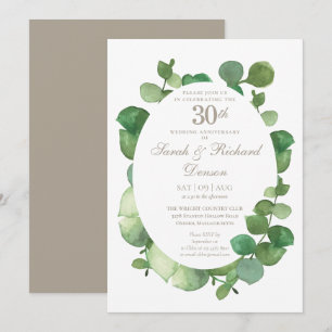 Invitation 30e anniversaire de perles Eucalyptus Boho verdure