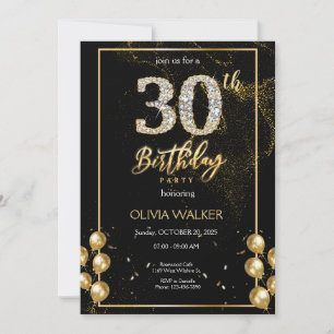 Invitation 30e Anniversaire Diamond Noir et Or