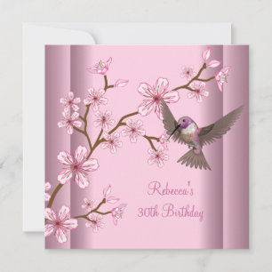 Invitation 30e anniversaire Elégant asiatique Fleurs roses Bi