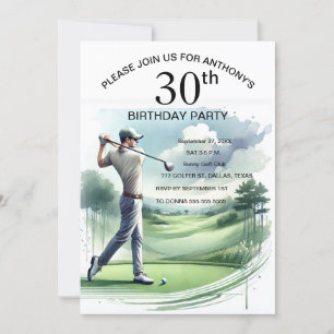Invitation 30e Anniversaire Fête Golfer Adulte Par Sports Gol