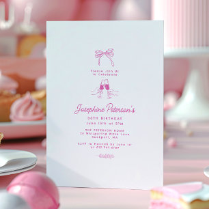 Invitation 30e Anniversaire Fête Rose Whimsical Dainty Doodle