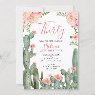 Invitation 30e anniversaire Floral Cactus Succulent Trente