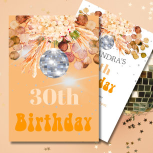 Invitation 30E Anniversaire Floral Orange Disco