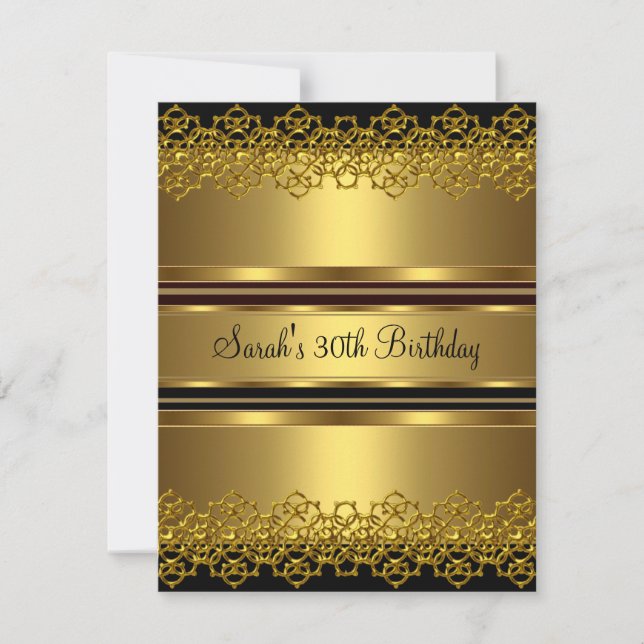 Invitation 30e Anniversaire Gold sur Gold Lace Black (Devant)