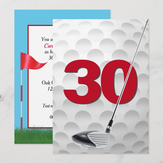 Invitation 30e anniversaire Golf Theme Party (Devant / Derrière)
