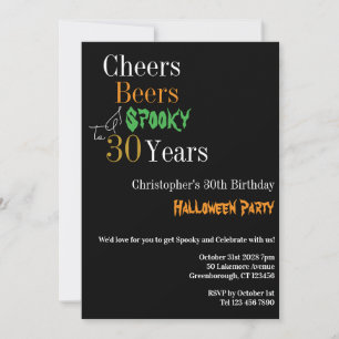 Invitation 30e anniversaire Halloween Cheers Bières Fête Éffr
