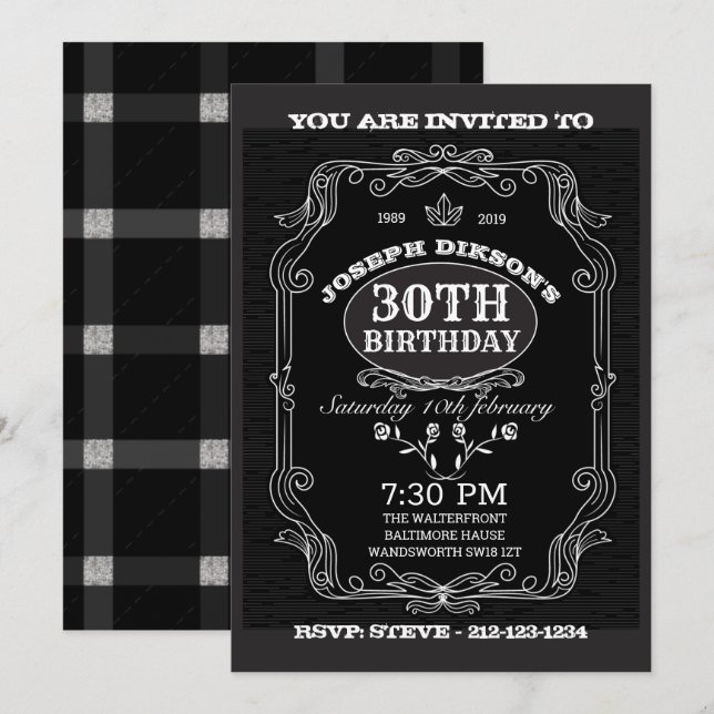 Invitation 30e ANNIVERSAIRE INVITATION, laboratoire de Whisky (Devant / Derrière)