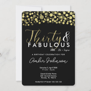 Invitation 30e anniversaire invitation, noir et or