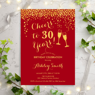 Invitation 30e Anniversaire - Joue À 30 Ans Or Rouge