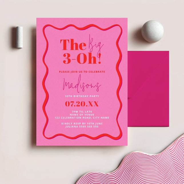 Invitation 30e anniversaire La grande frontière ondulée 3-Oh (Créateur téléchargé)