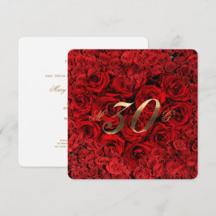 Invitation 30e anniversaire Mariage Roses rouges Coeur Élégan