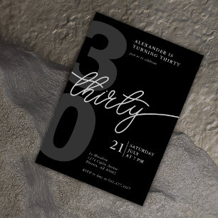 Invitation 30e anniversaire minimaliste moderne gris noir