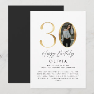 Invitation 30e anniversaire Modern Gold photo élégante design