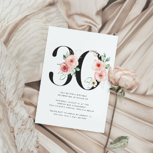 Invitation 30e anniversaire Moderne Floral Rose Gold Green