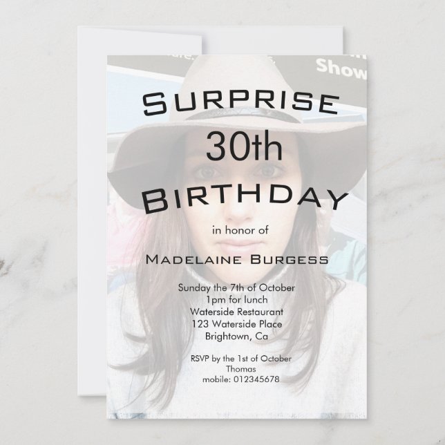 Invitation 30e anniversaire moderne Photo Elegant Chic (Dos)
