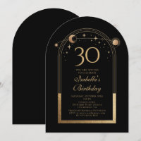30e Anniversaire Noir Or Céleste Soleil Lune Étoil