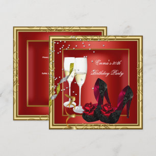 Invitation 30e Anniversaire Parti Rouge Or Noir