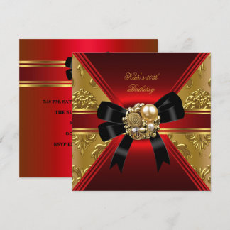 Invitation 30e Anniversaire Parti Rouge Or Rich Royal Noir