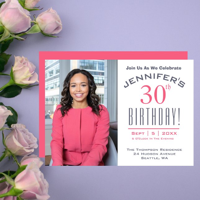 Invitation 30e anniversaire - Photo Party (30th Birthday - Photo Party Invitation)