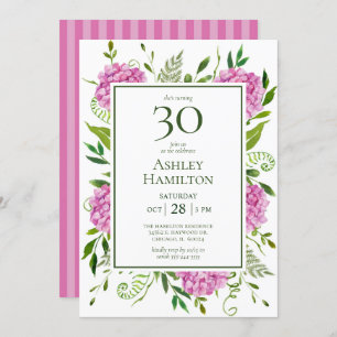 Invitation 30e anniversaire Pink Hydrangeas