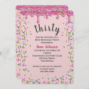 Invitation 30e Anniversaire Pink Icing Et Sprinkles