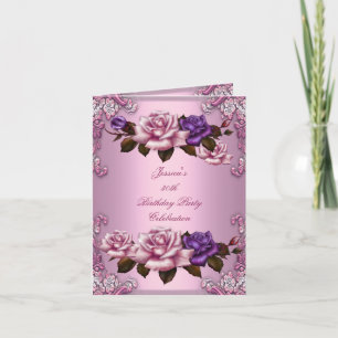 Invitation 30e anniversaire Pink Purple Rose