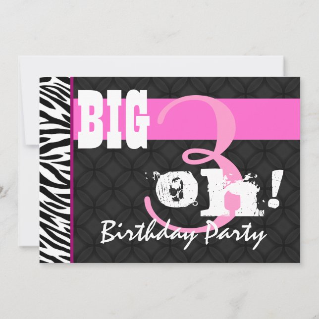Invitation 30e anniversaire Pink Zebra C431 Modèle (Devant)