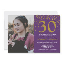 30e anniversaire Purple Gold Confetti Photo modern