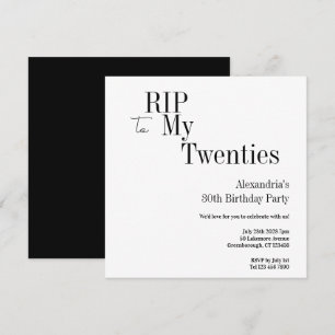 Invitation 30e anniversaire RIP 20 ans Minimal noir et blanc