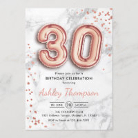 30e anniversaire - Rose Gold Balloons effet marbre