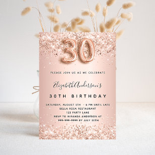 Invitation 30e anniversaire rose parties scintillant blush él