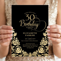 30e Anniversaire Roses Noir Or
