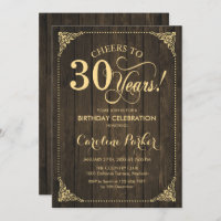 30e anniversaire - Rustic Wood Gold