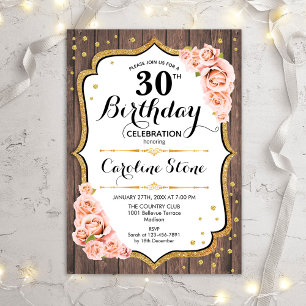 Invitation 30e anniversaire rustique - Roses roses roses rose