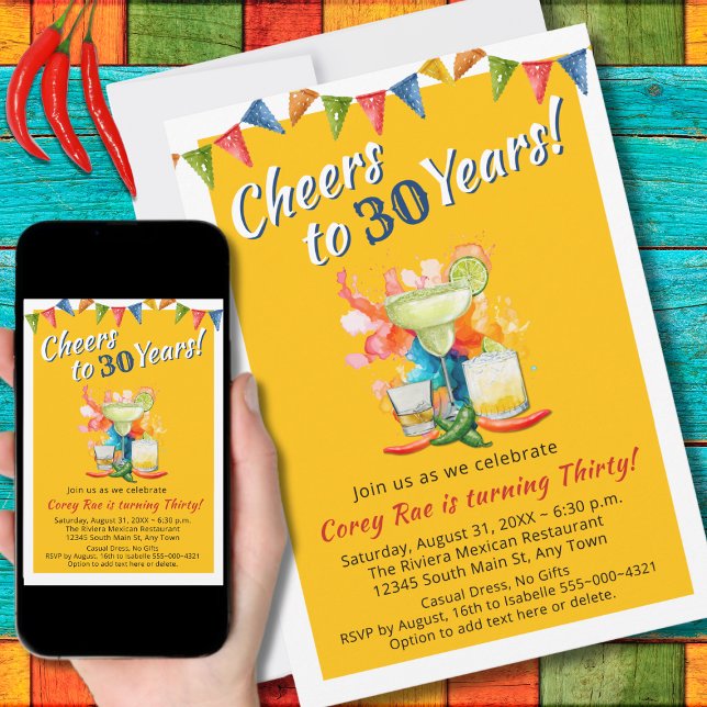 Invitation 30e anniversaire Salutations à 30 ans Margarita Fi (Créateur téléchargé)