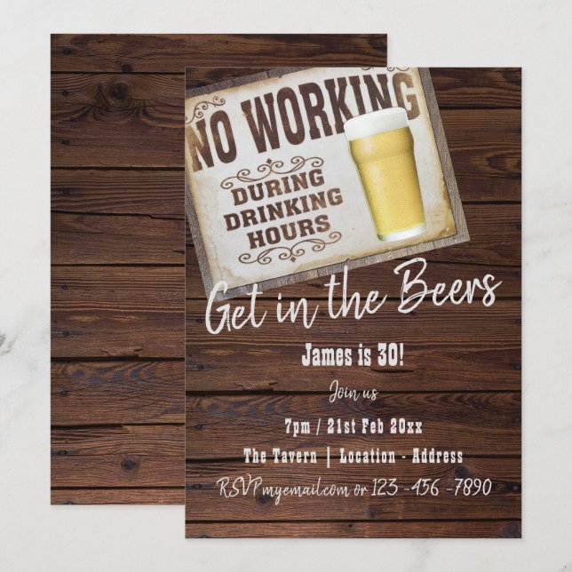 Invitation 30e anniversaire Salutations aux bières Hommes Inv (Devant / Derrière)