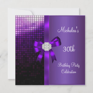 Invitation 30e Anniversaire Séquins de Diamant Violet Bow