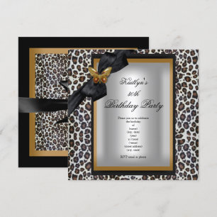 Invitation 30e Anniversaire Soirée d'or Papillon noir Cheetah