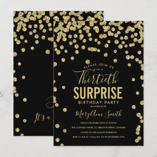 Invitation 30e anniversaire surprise Gold Black
