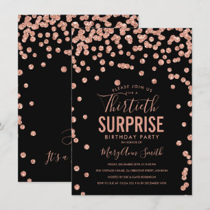 Invitation 30e Anniversaire Surprise Rose Gold Noir